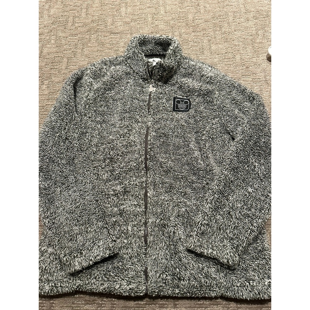 Disney Parks Walt Disney World Grey Sherpa Fleece Full Zip Jacket XL Mickey Logo